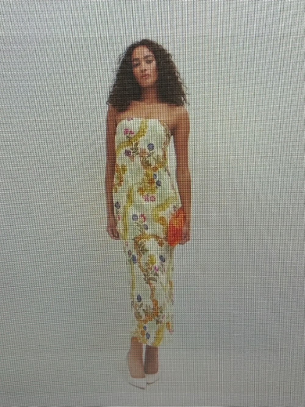 Reformation Cream Multicolor Floral Satin Midi Strapless Slip Dress - Picture 3 of 4